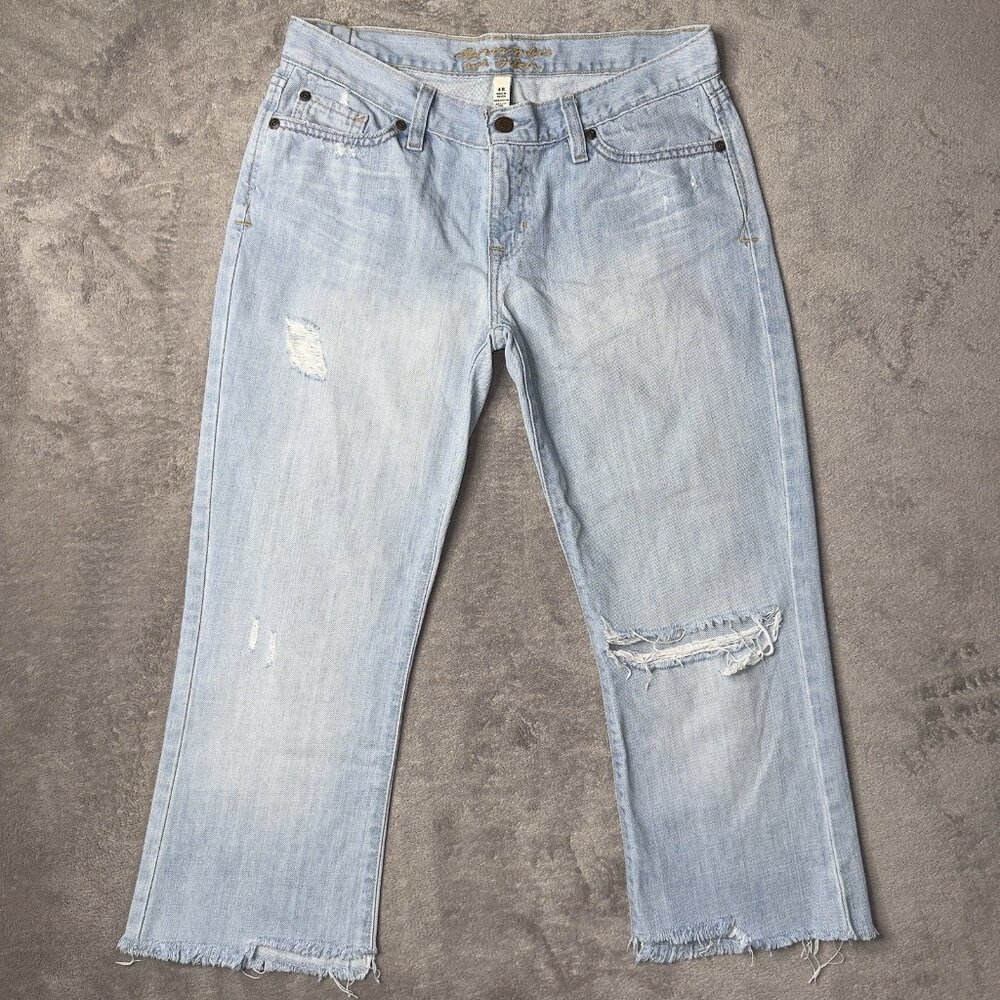 Vintage Abercrombie and Fitch Low Rise Capri Jeans Women 30x31 Sz4R DIY Raw Y2K